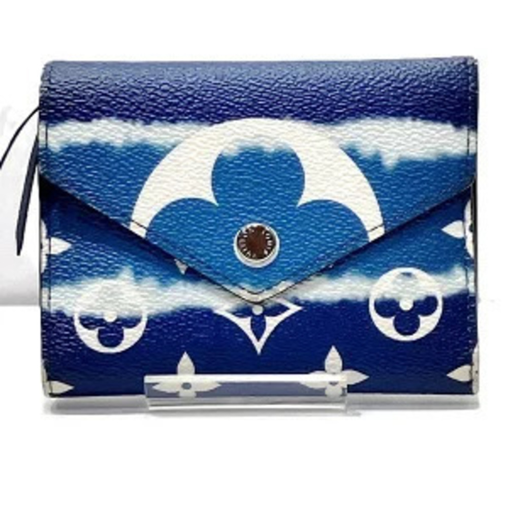 Louis Vuitton Monogram Portefeuille Victorine Blue Tri fold Wallet